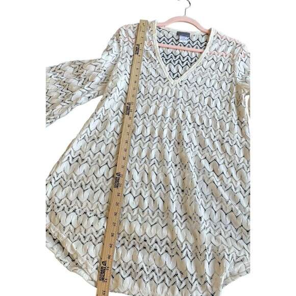 Jordan Taylor women’s Ivory Lace swimsuit V-neck Tunic Cover Up Size large Sheer - Picture 6 of 9